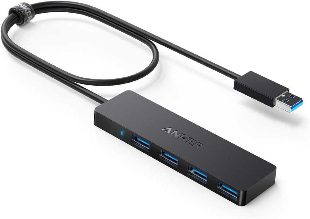 black Anker 4-Port USB 3.0 Hub