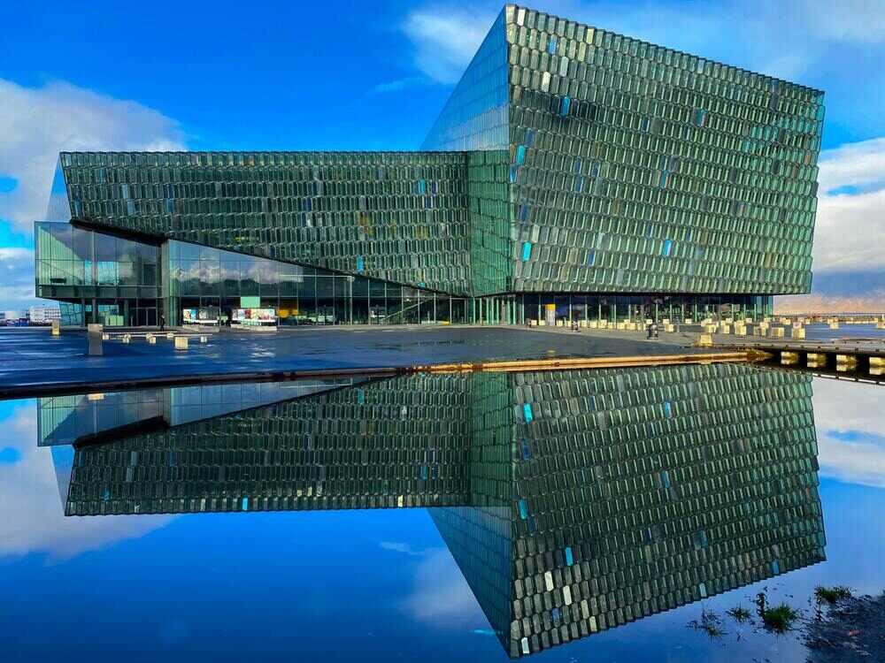 glass building called Reykjavik city centre