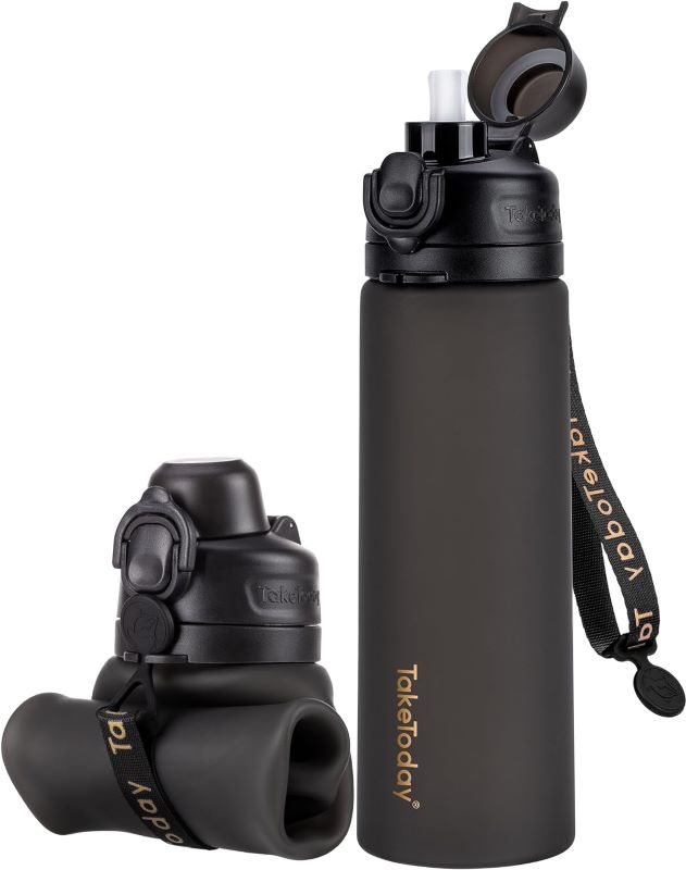 black TakeToday Collapsible Water Bottle