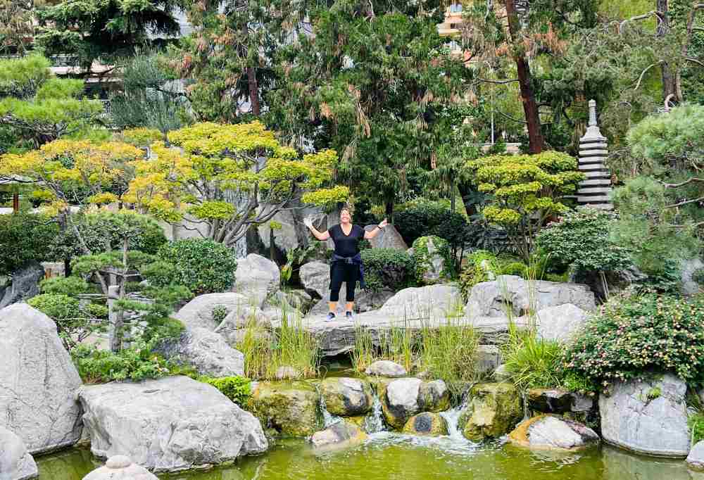 my picture in the middle of the Japanese Garden surrounded by stones and trees - Things to do in Monaco