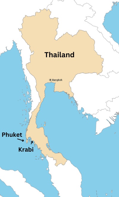map showing locations of phuket vs krabi