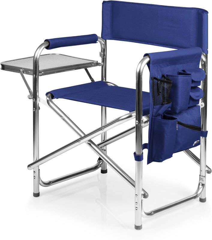 Chair with Side Table, Beach Chair, Camp Chair for Adults, (Navy Blue)