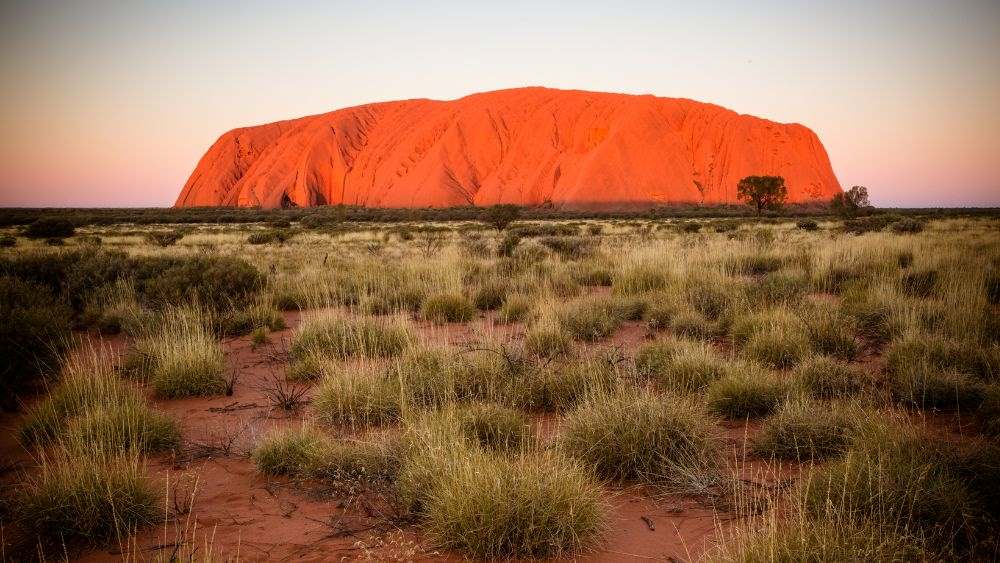 orange brown mountain surrounded by trees and plants - Best Places to Visit in Australia