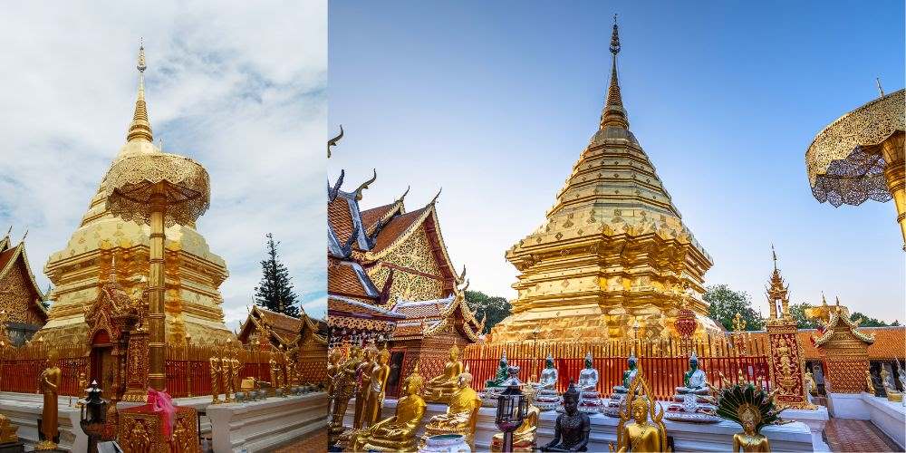 gold structure with golden buddha in front