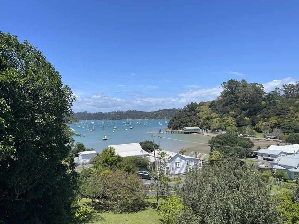 View from a House showing the ocean and trees