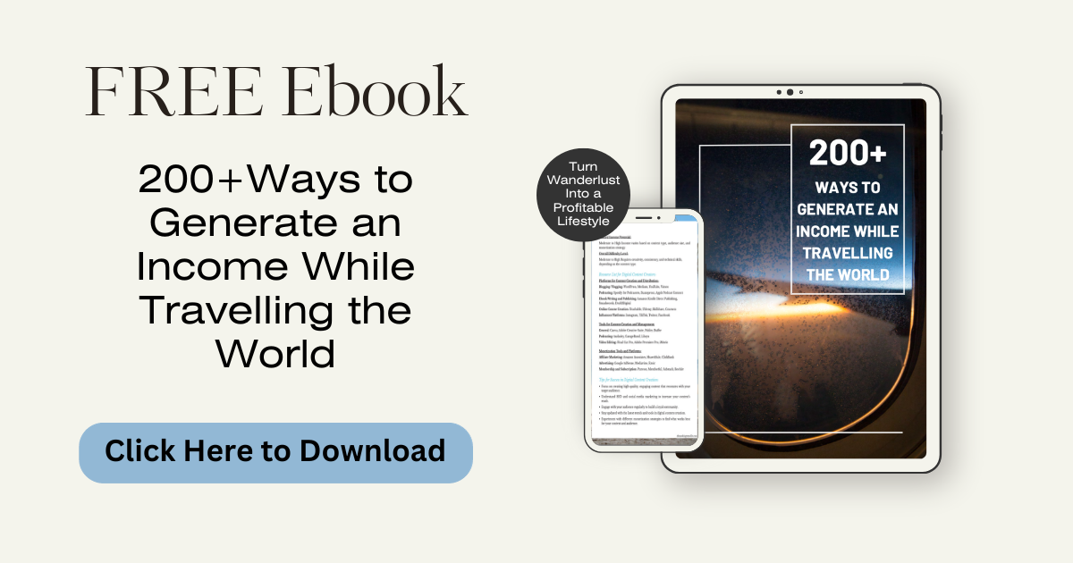Free ebook image - 200+ ways to generate an income while travelling the world